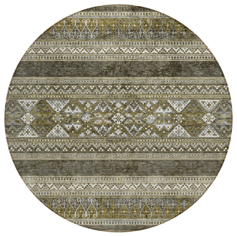 Tapis rond 8 po beige taupe beige