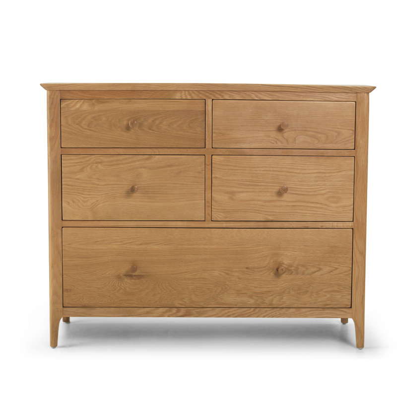 Brigance Solid Wood 110cm W 5 - Drawer Chest of Drawers