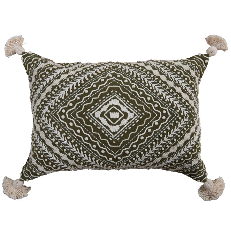 Coussin 100% coton, Vert / Naturel