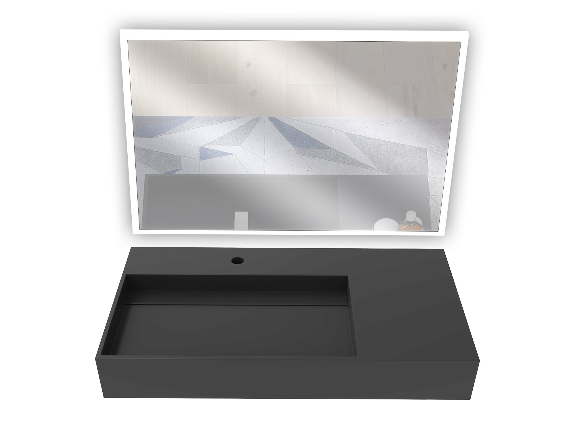 CastelloUSA Juniper 36" Solid Surface Wall Mount Modern Minimalist Left