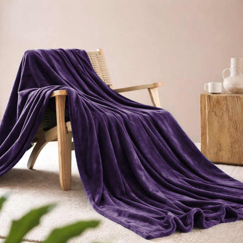 Jeté en molleton double face vison doux et chaud, Jeté (50 inc. X 60 inc.), Mauve