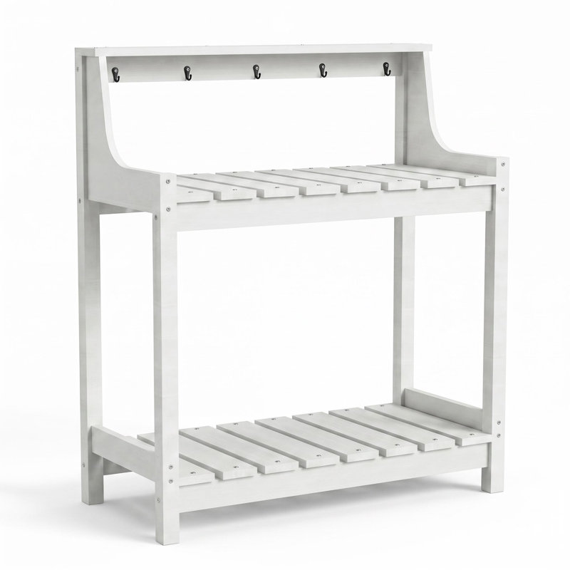 Table de rempotage extérieure résistante aux intempéries, table de jardin avec rangement pour terrasse, cour et pelouse