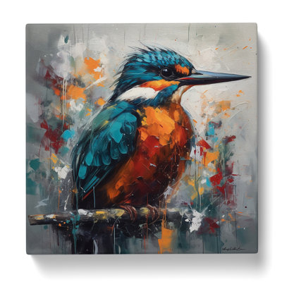 Kingfisher Abstract Expressionism - Wrapped Canvas