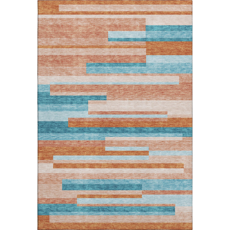 Premium Machine Washable Prisco Orange Rug