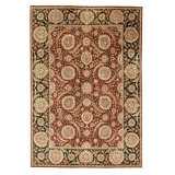 Hand Knotted Wool Oriental Area Rug in Wine And Black