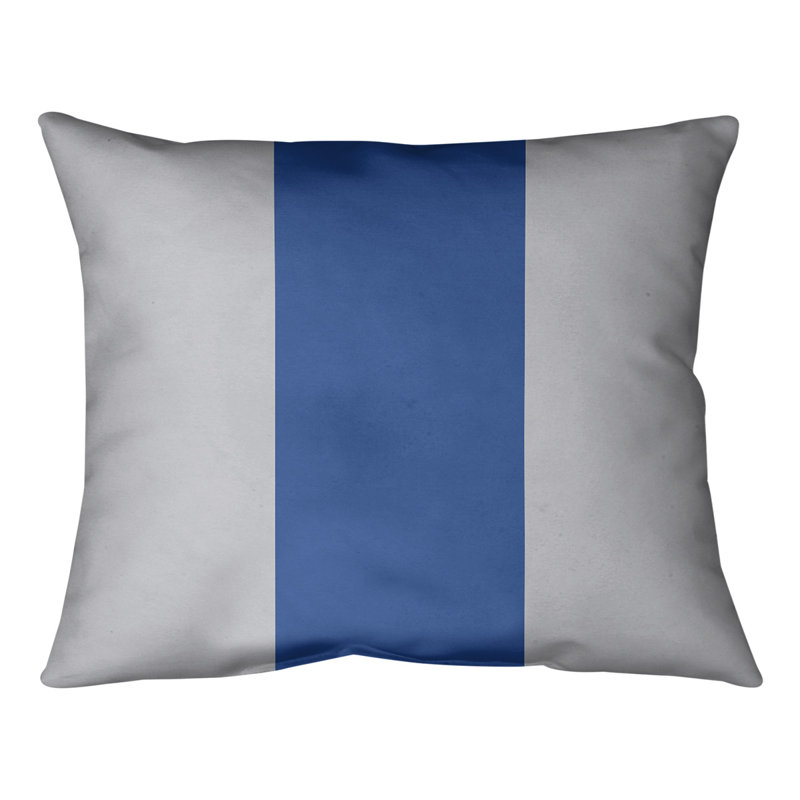 Coussin Detroit, 26 po x 26 po, Gris / bleu royal / gris, Housse de coussin seulement - sans coussin