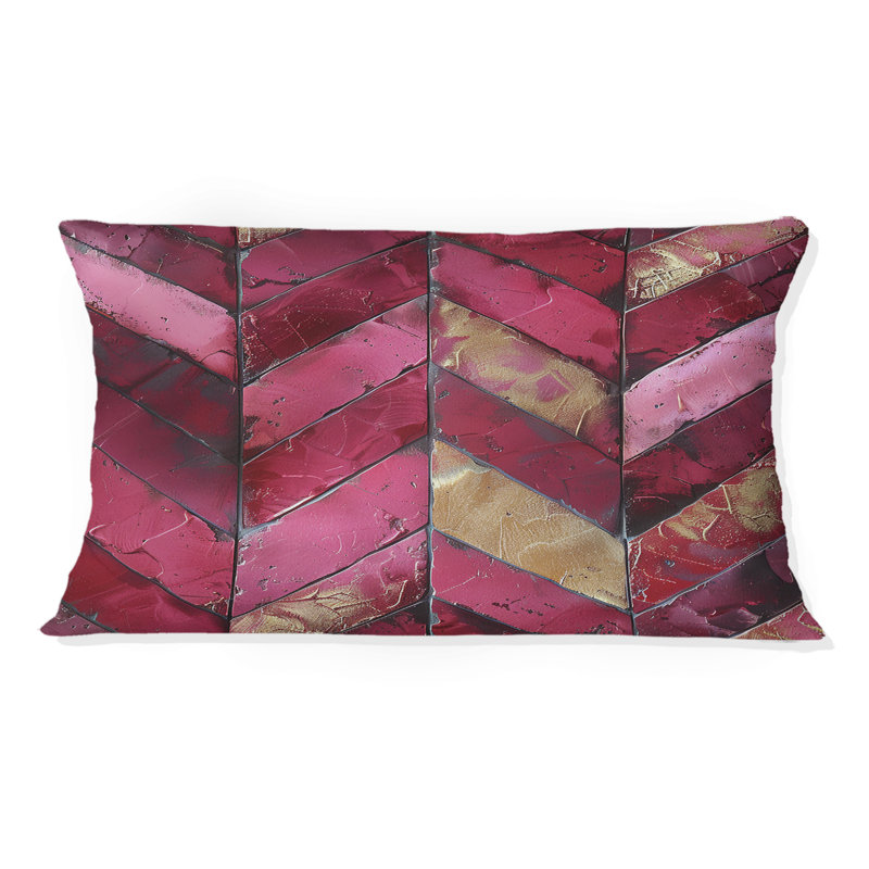 Coussin lombaire transitionnel rose doré à chevrons Glam Charm I