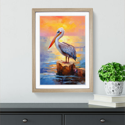 Pelican Impressionism Art - Framed Print