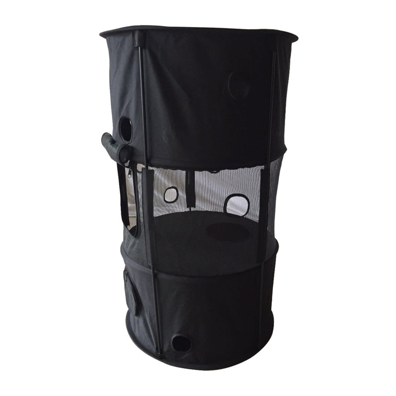 Climbertree Circular Obstacle Portable Cat House with Door, Black