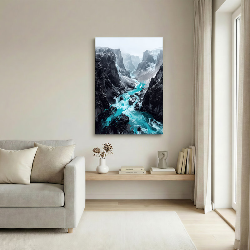 Art sur toile, "Dark Rocky Canyon", 30"H x 20"W