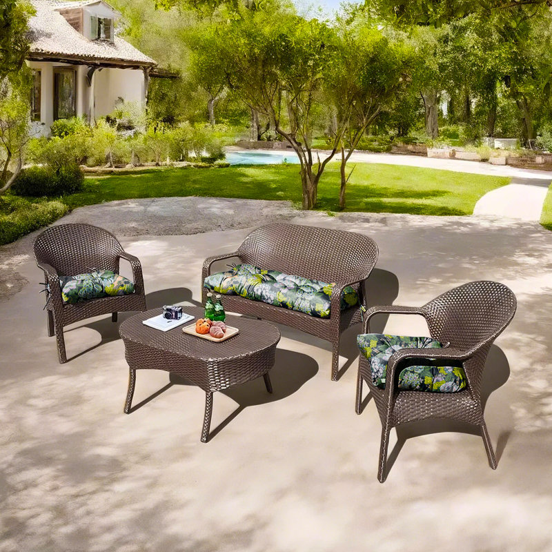 Outdoor 5'' Seat / Back Cushion, Black Floral 3
