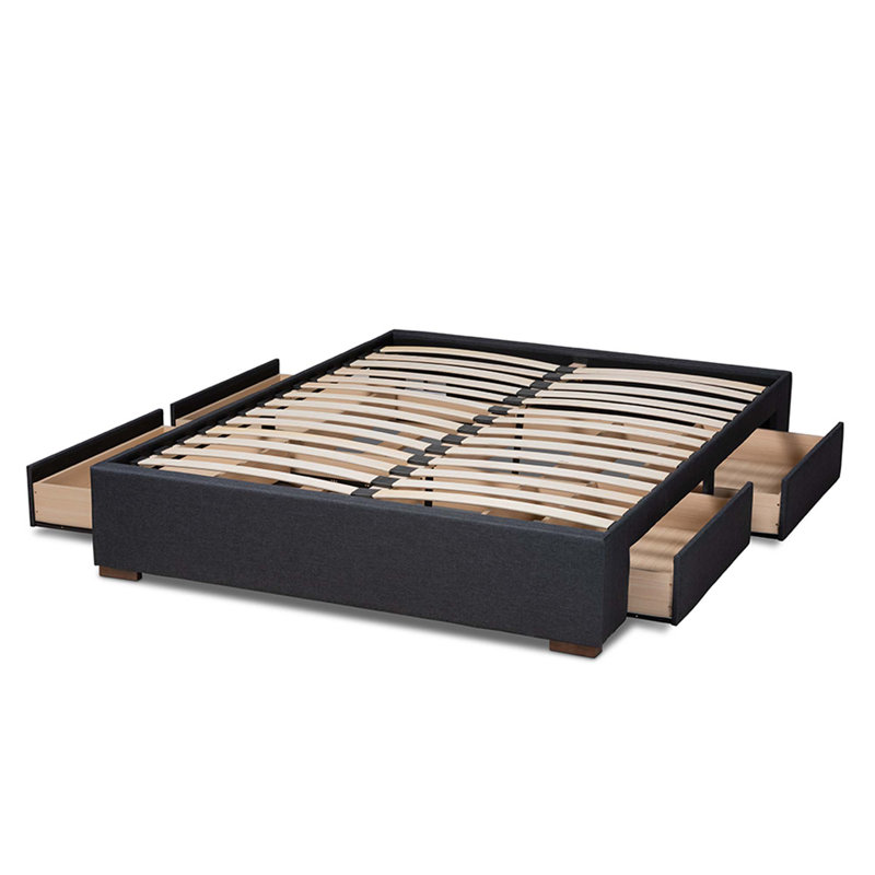 Lit plateforme tapissier avec rangement à profil bas Hewson, Grand, Anthracite