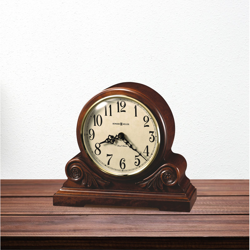 Traditional Analogue Cherry Wood Quartz Movement / Crystal Tabletop Clock in American Cherry