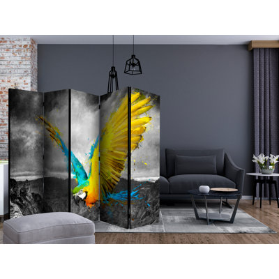 Surbit 225 cm W x 172 cm H 5 - Panel Solid Wood Folding Room Divider