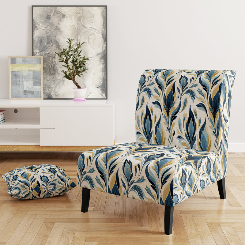 Fauteuil de chambre rembourré bleu et vert Ikat Simplicity - fauteuil rembourré Boho