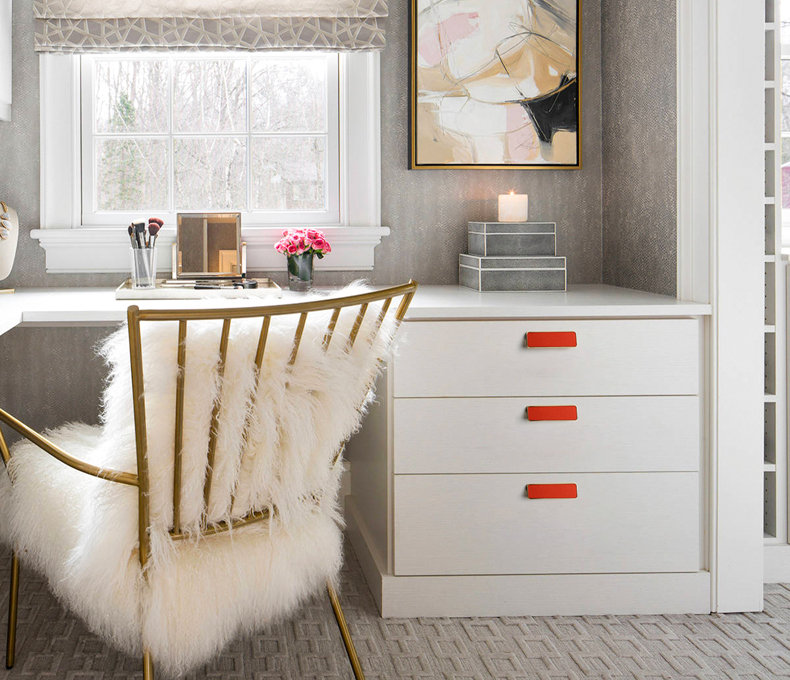 Orange Leather - Wrapped Rectangular Cabinet Pulls, 3 25/32"