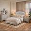Ensemble de chambre à coucher Queen, zinc blanc antique, 5 pièces avec 2 tables de chevet et une commode-136170696