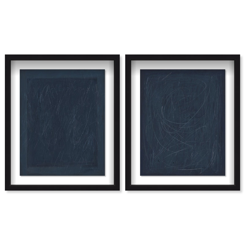 Deep Blue Set Set by Oliver Gal, 37.5"H x 46.5"W, Black Shadowbox