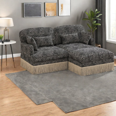 Deep Seat Modular Sofas Chenille Leopard Modern Living Room Home