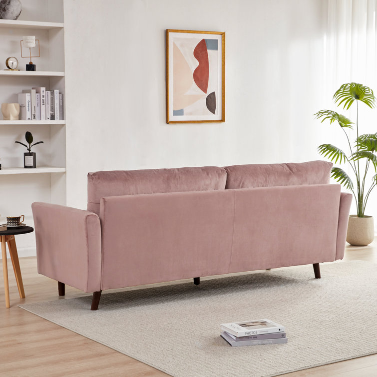 Cicero 80.3'' Velvet Flared Arm Sofa Willa Arlo Interiors Fabric: Pink Velvet