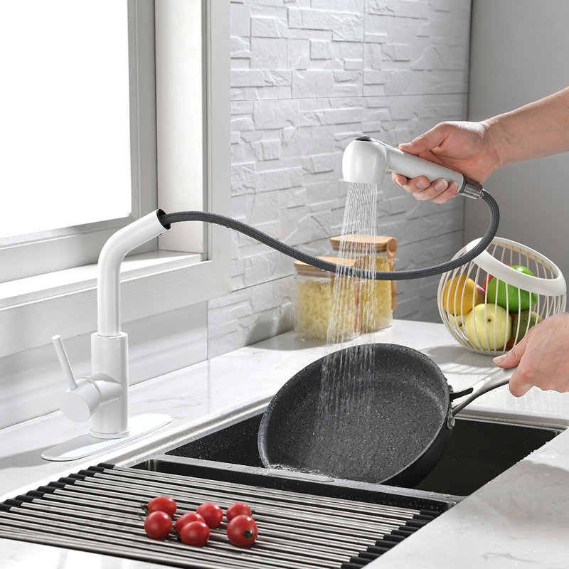 FB WERFY Pull Out Kitchen Faucet,  White