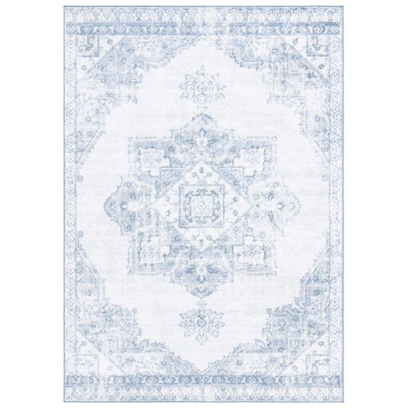 Lowrey Blue/White Rug, Square 6'7"