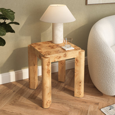 Modern Jakus Maple Burl Nightstand Luxury Wooden Side Table with Contemporary Design for Bedroom or Living Room Decor