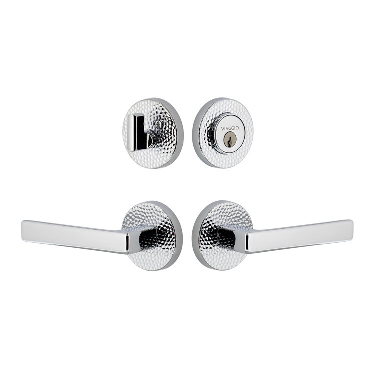 Viaggio Circolo Hammered Texture Rosette Complete Entry Set with Lusso Lever