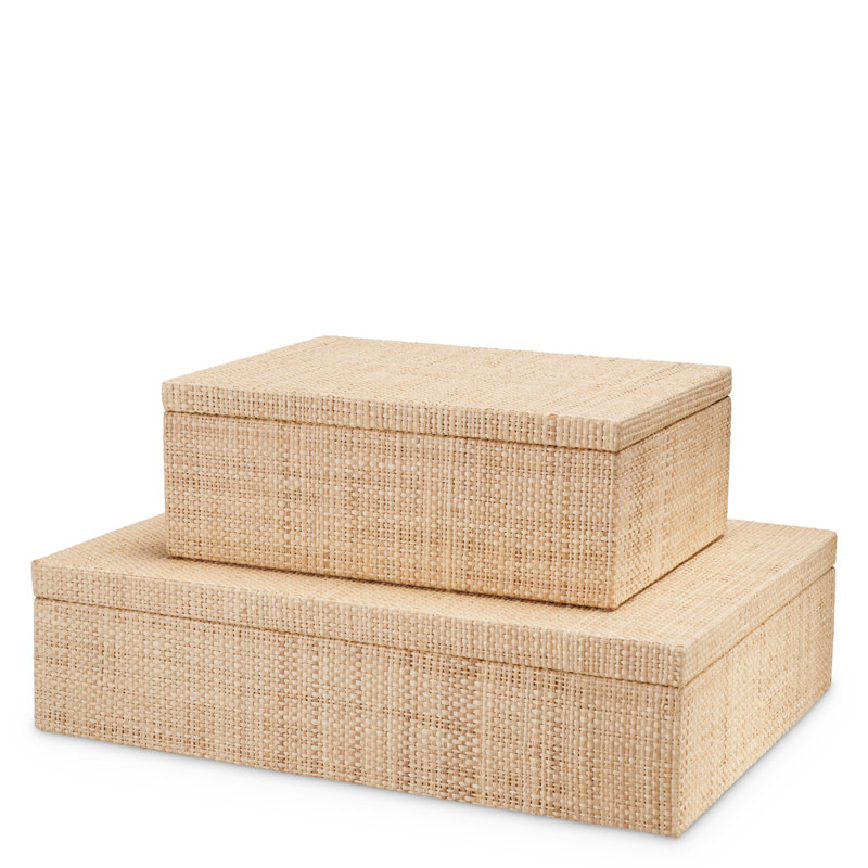 Cadiz Handmade Raffia Decorative Box, 3.94" H x 15.75" W x 11.81" D
