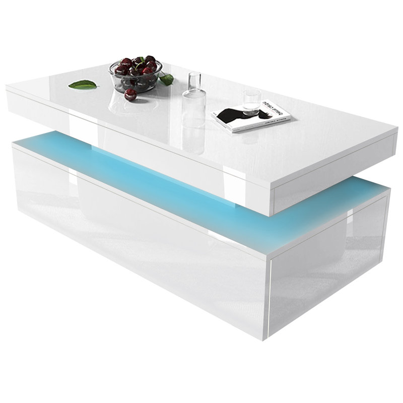Barreau Pedestal Coffee Table with Storage, White