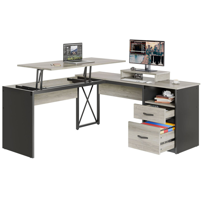 Adjustable L-Shaped Computer Desk