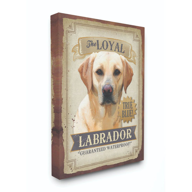 «Loyal Labrador Pet Dog Vintage Poster Design», impression, Toile tendue, H 20 po x l 16 po