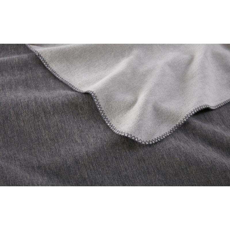 Alta Luxe Gray Cotton-Acrylic Reversible Throw Blanket with Whip-Stitch