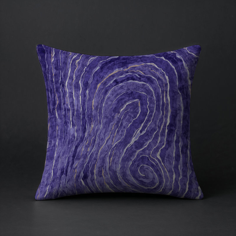 Coussin décoratif intérieur / extérieur gris Modern Modern, Carré 16 po, Abstrait mauve foncé