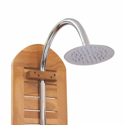 Solok 204cm H Wood Freestanding Outdoor Shower and Footwash Spout