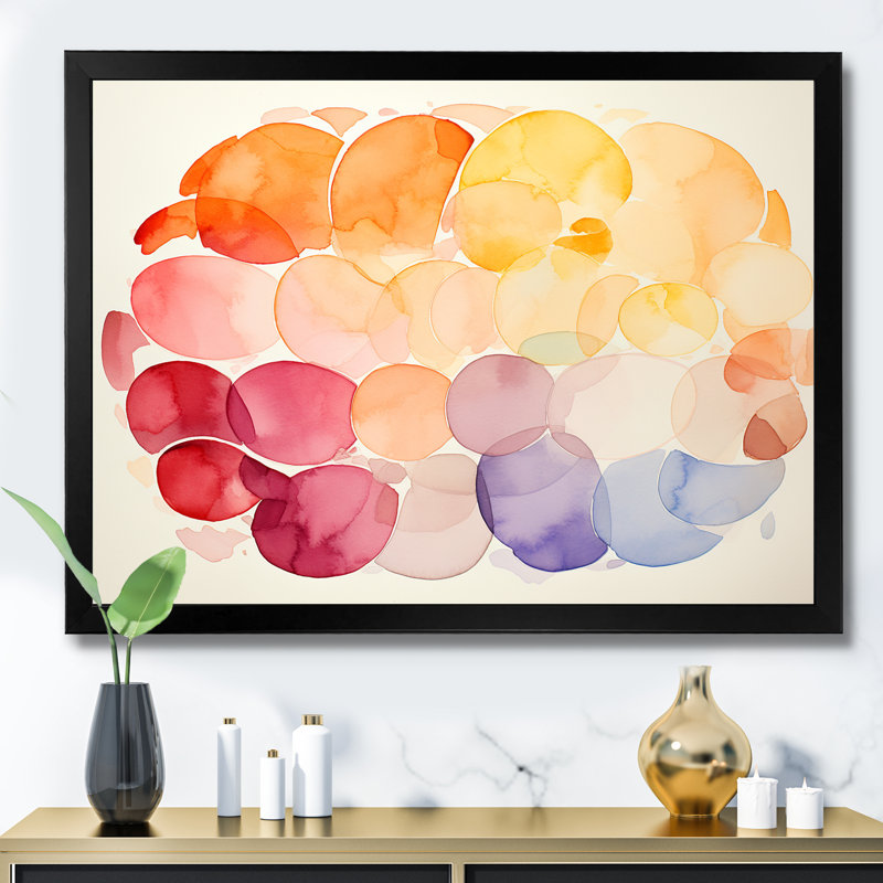 Encre géométrique couleur pastel - art mural géométrique, Cadre d'angle fermé noir, H 24 po x l 32 po x P 1 po