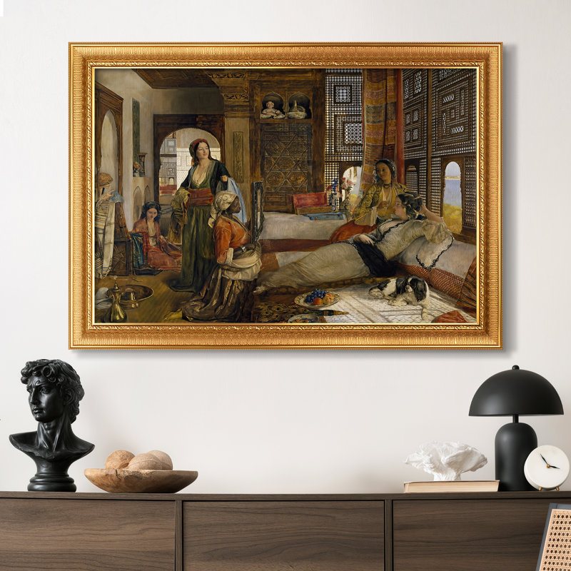 The Harem, 1876 - John Frederick Lewis - Toile encadrée sur mesure, 24x34 INNER SIZE, Framed Canvas, Or vénitien orné