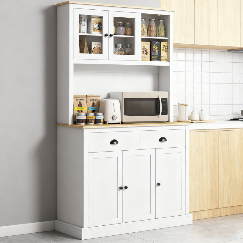 71" Tall Freestanding Kitchen Cabinet White, White