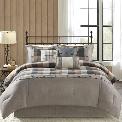 Édredon neutre à 7 chevrons pour très grand lit, tissu écossais Buffalo, rembourré, couvre-lit, taies décoratives, coussins décoratifs, jupe de lit, très grand lavable à la machine, 7 pièces, motif, rembourrage, inclus