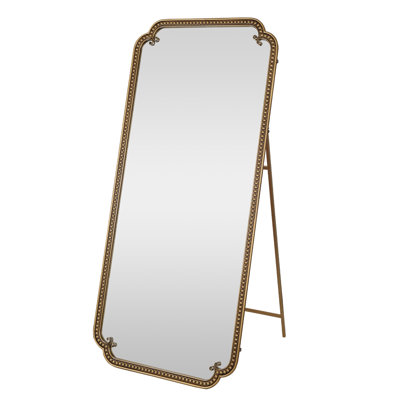 Full Length Floor Mirror With Stand, 70" X 32" Large Dressing Mirror, Wall Mounted Or Leaning, Bedroom And Living Room, Antique Gold | Gift Idea
