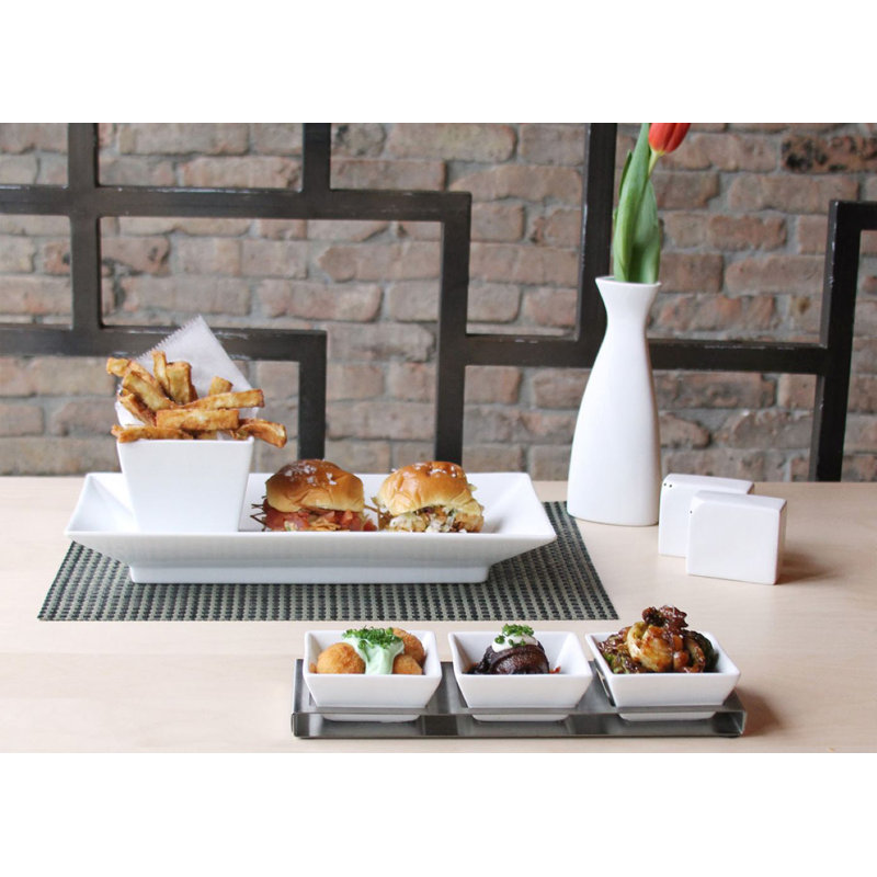 White Porcelain Rectangular Salt and Pepper Shaker Set