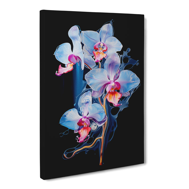 Orchid Flower Gestural No.3 - Wrapped Canvas, 50cm H x 35cm W x 3cm D