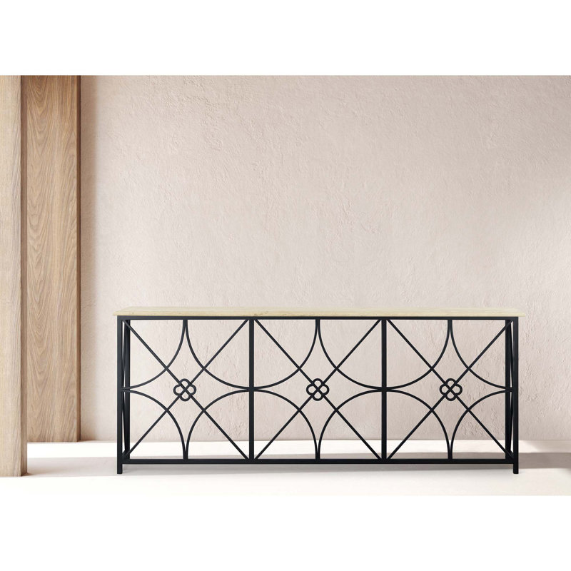 Boxwoods 84'' Console Table, Flat Black, Carrera Marble