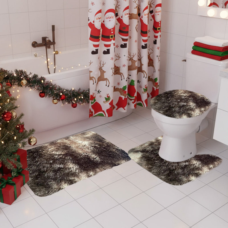 Ensemble de tapis de salle de bain 3 pièces, Brun