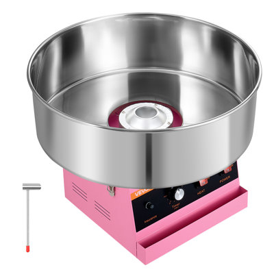 Cotton Candy Machine Commercial 1000W Electric Candy Floss Maker Pink, Ideal for Home, Carnival, Birthday, Family Party, Easy Use with 20.5 in Stainless Steel Bowl, Storage Tray and Sugar Scoop