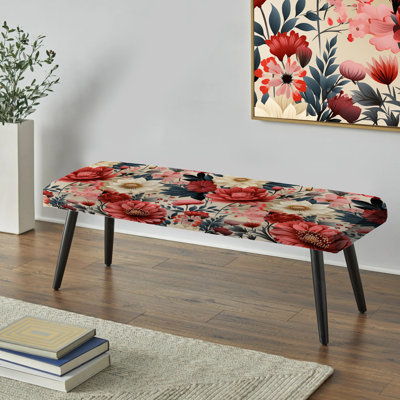Banc rembourré floral noir