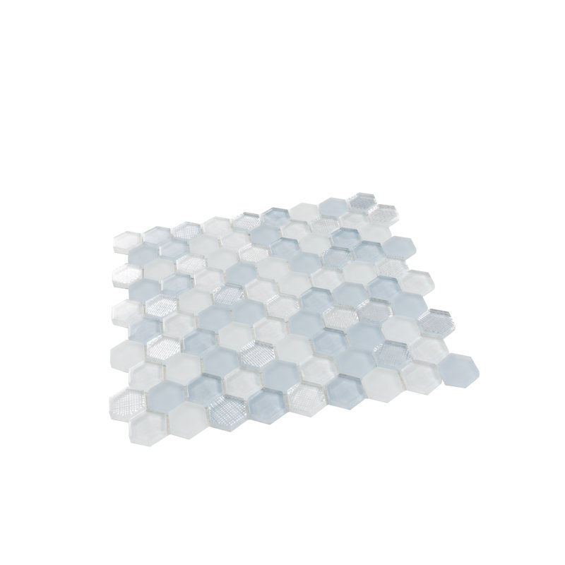 1.2" x 1.2" Glass Honeycomb Mosaic Wall & Floor Tile, Ice