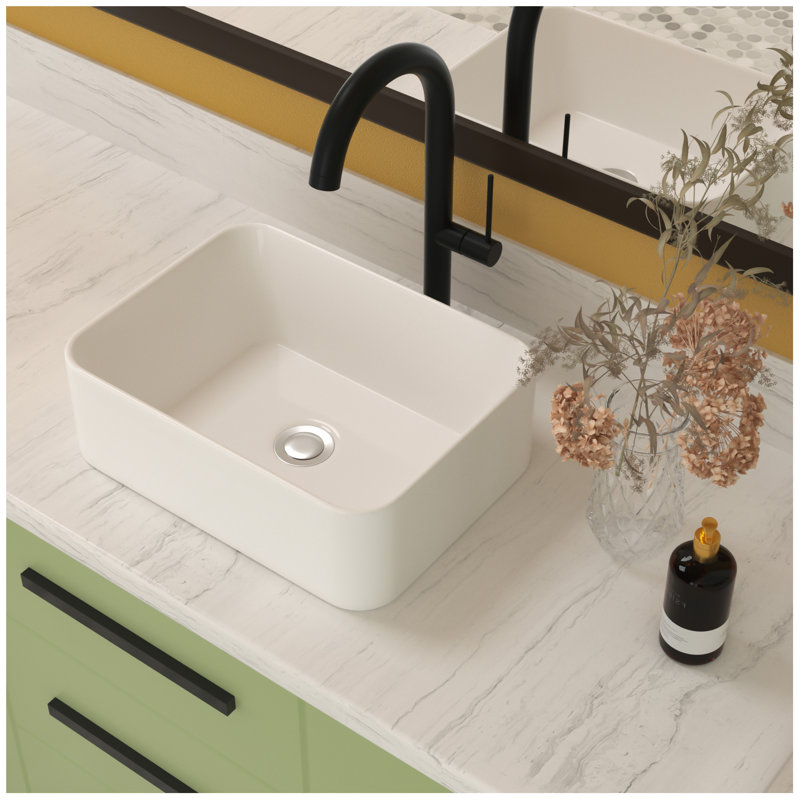 Lavabo de salle de bain rectangulaire en céramique blanche 16 "X12"