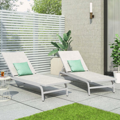 Ensemble de 2 fauteuils inclinables d'extérieur réglables avec sièges en filet Finn