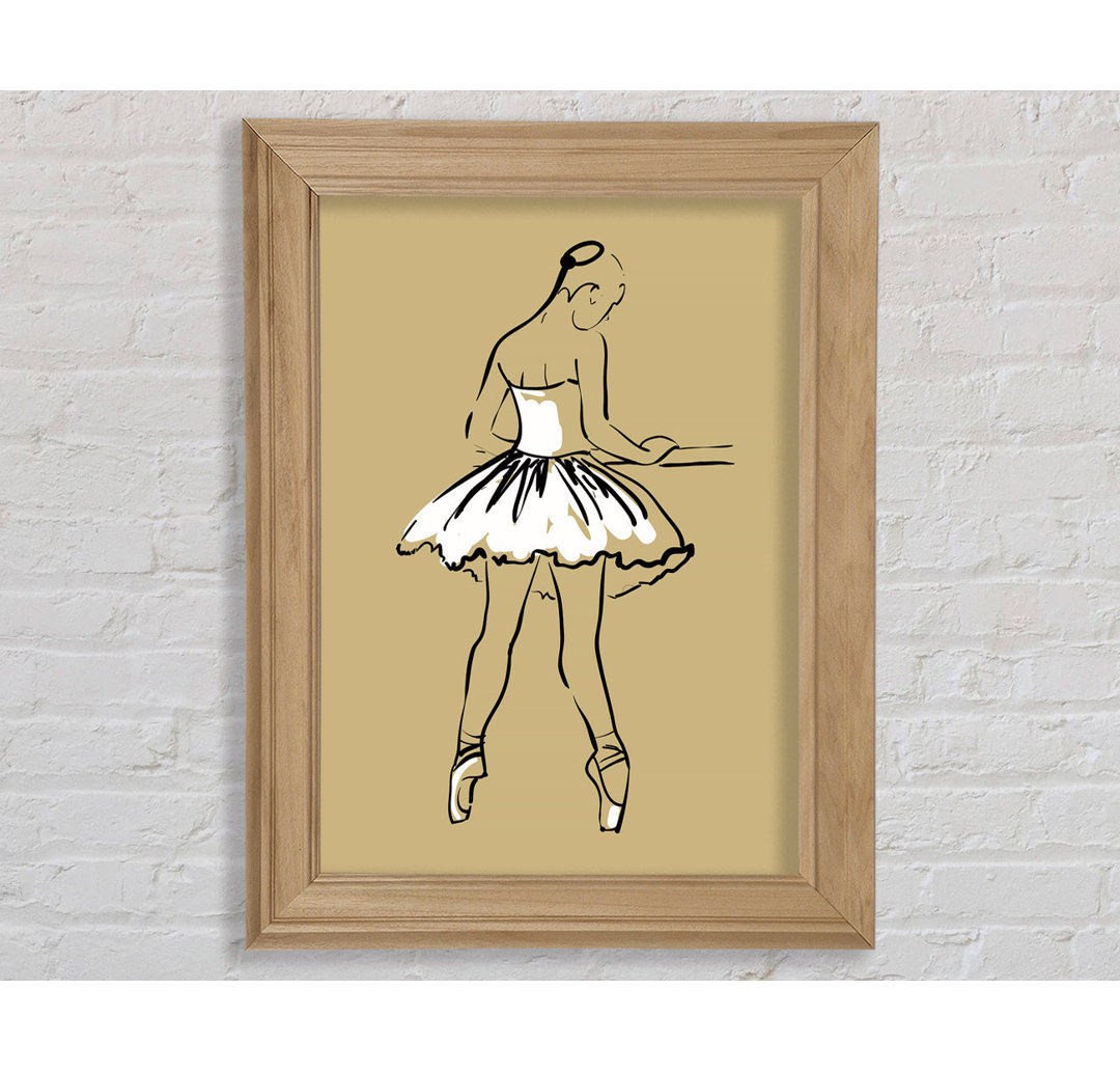 Beige Weiß Ballerina 2 - Einzelner Bilderrahmen Kunstdrucke